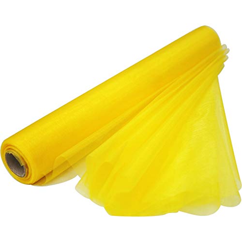 Time to Sparkle 2PCS 26M x 29cm Sheer Organza Roll Sash Fabric Table Runner Sashes Chair Cover Bows Swags Wedding Party (Yellow Gold)
