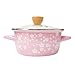 KTZAJO Różowa Sakura Nieprzywierająca Powłoka Emaliowana Garnek Z Pokrywką, Obuuszna Zapiekanka, Uniwersalne Naczynia, 4L