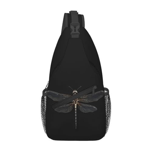 Mochila bandolera negra Dragonfly para senderismo y viaje miniatura 1