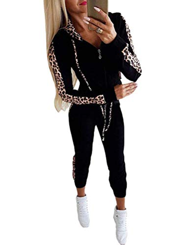 ORANDESIGNE Damen Trainingsanzug Mode Langarm Kapuzenpullover Sweatshirt mit Lange Hose Casual Jogginganzug Sportanzug mit Warm Gefüttert Winter Herbst 2 Stück Set Hoodie (34, C Schwarz) ORANDESIGNE Damen Trainingsanzug Mode Langarm Kapuzenpullover Sweatshirt mit Lange Hose Casual Jogginganzug Sportanzug mit Warm Gefüttert Winter Herbst 2 Stück Set Hoodie (34, C Schwarz)