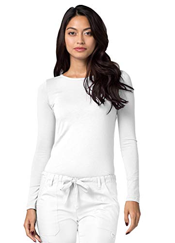 Adar Underscrubs for Women - Long Sleeve Underscrub Comfort Tee - 2900 - White - S