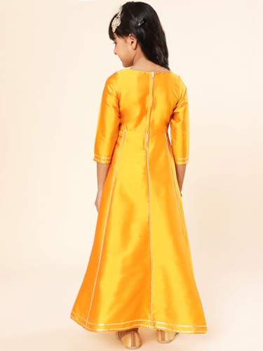 Image of A.T.U.N. (ALL THINGS UBER NICE) Girls Woven Design Gota Jacket Maxi Anarkali Gown