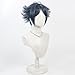 huafan luxkazya Short Grey Blue Cosplay Wigs for Men Short Layered Wig with Bangs Realistic Anime Costume Wigs Fashion Heat Resistant Synthetic Wig for Cosplay Party
