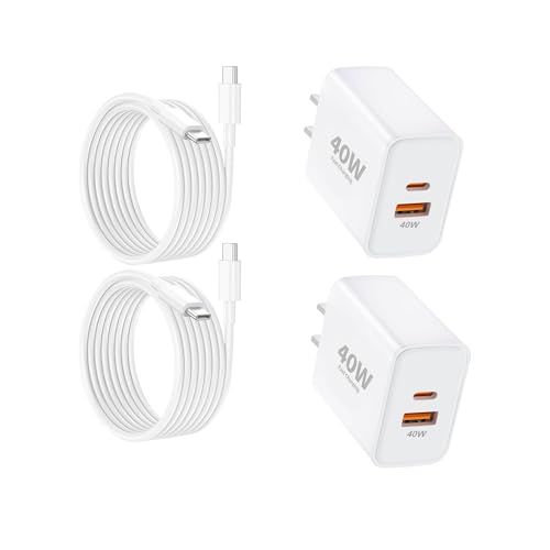 40W Fast Charging kit, 2 Pack wall Charger with USB-C and USB-A Ports and 6-Foot Type-C to Type-C...