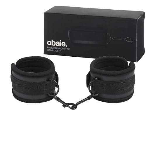 obaie Neopren Handfesseln für SM - Sex Handschellen für Sexspiele mit Polsterung - Verstellbar Handcuffs für intime Fesselspiele - BDSM Handschellen für Bondage - Fesseln für Sexspiele - Schwarz