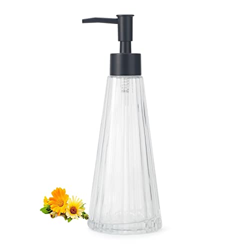 Image of IVAILEX 10oz /300ml Hand Soap Dispenser Bathroom, Kitchen Soap Dispenser, Glass Soap Dispenser with Black Rust Proof Pump, Liquid Soap Dispenser with Elegant and Beautiful Color (Clear)