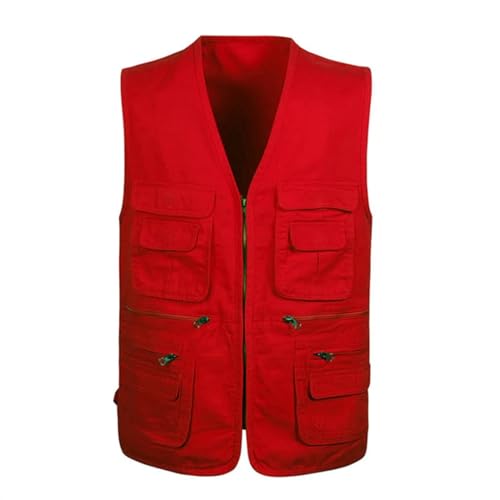 Pegsmio Cotton Vest For Men Spring Summer Tool Sleeveless Jacket Multi Pocket Waistcoat
