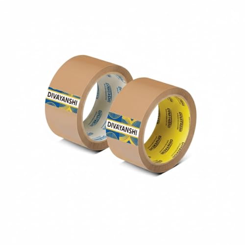 Image of Divayanshi Brown BOPP Packaging Tape | 48mm x 50 Meter | Pack of 2 | Heavy-Duty Carton Sealing & Packing Tape