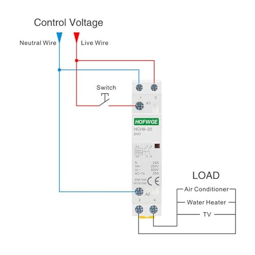 Contacteur modulaire 4P 40A 220V DIN Rail domestique avec interrupteur manuel - 4