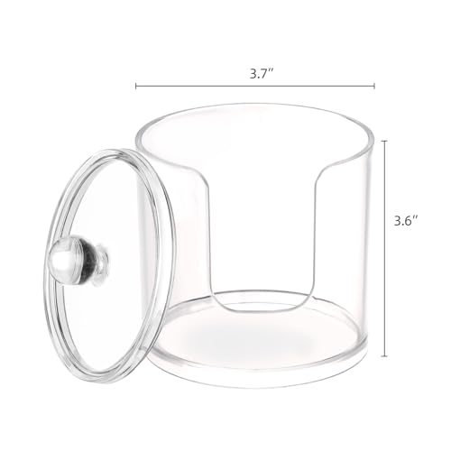 Image of Tbestmax Plastic Cotton Round Holder and Dispenser, Clear Cotton Pads Storage Bathroom Canister Vanity Makeup Organizer