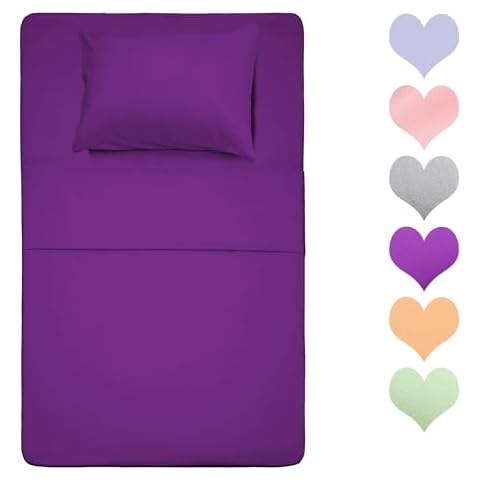 Best Season 400 Thread Count Cotton Twin Size Sheet Set (Violet Color) 3 Piece - Cotton Sheets Set, Soft Cotton Bed Sheets Sets with Deep Pocket fit Up to 16 inch Cover