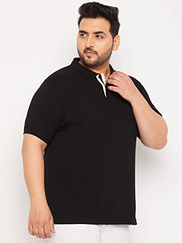 Image of Club York Men Cotton Blend Half Sleeve Polo Neck Solid Plus Size T-Shirt