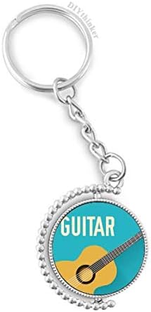 DIYthinker Guitar Music Illustrate Blue Pattern Rotatable Keyholder Ring Disc Accessories Chain Clip image 2