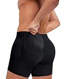 TAILONG Men's Underwear Boxer Briefs Tummy Control Body Shaper Enhance Butt Lifter Shapewear with Removable Padded (Black, Medium)