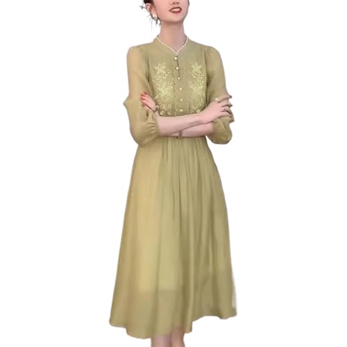Robe d'été brodée vintage élégante pour femme avec manches 3/4