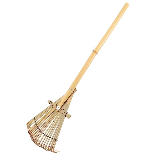 Toyvian Rastrillo de Bambú para Jardinería Multifuncional de Agarre para Jardín Rastrillo para Césped Herramienta de Jardinería Cultivador Manual