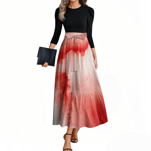 MOKBAY Halloween-Kleid für Damen, bedruckt, Halloween-Kostüm, Damen, elegantes Kostüm, 169-Wein, M MOKBAY Halloween-Kleid für Damen, bedruckt, Halloween-Kostüm, Damen, elegantes Kostüm, 169-Wein, M