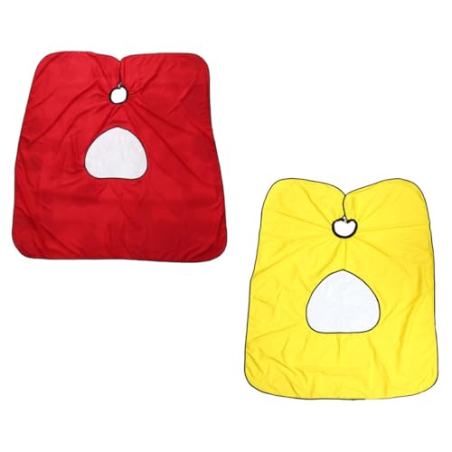 2 piezas capa impermeable para cortar cabello con ventana de visualización, capas rojas y amarillas para salón de barbería para adultos