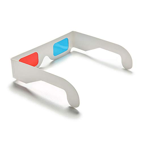 4Pcs Occhiali 3D universali in Carta Realizzati con cartoncino Bianco con Lenti Rosse e Ciano Adatto per Film Riviste TV Fumetti Anaglifi Video Internet Video e Immagini e Altro