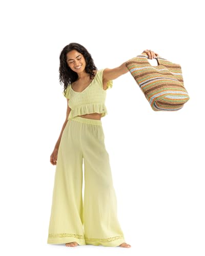 Image of Roxy Women's Beach Tote Bag | Travel | Vacation | Straw | Lightweight | Breathable, Coco Pearl - Natural Sea