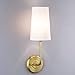Linea di Liara Forma Gold Wall Sconce, White Fabric Shade, Antique Brass, UL Listed, Modern Wall Lighting, Bathroom Hallway Bedroom Wall Sconce, Up Light, Wallchiere Wall Lamp, 17x8x5 inches
