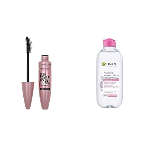 Maybelline New York Lash Sensational Yelpaze Etkili Siyah Maskara 1 Paket (1 x 9.5 ml) + Garnier Skin Naturals Micellar Kusursuz Makyaj Temizleme Suyu (400 ml)