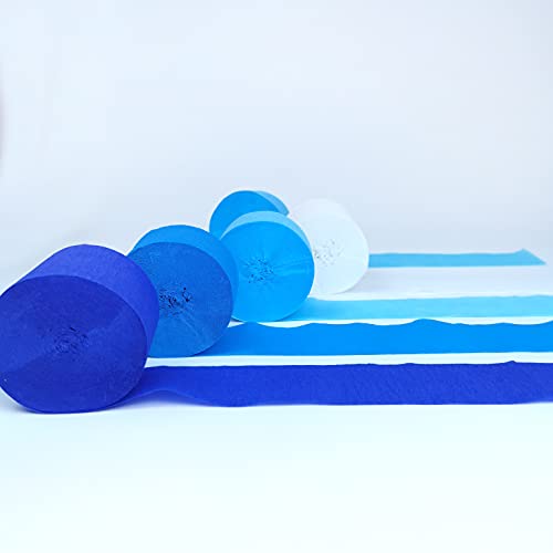 Image of Blue Crepe Paper Streamers 8 Rolls 656 ft Crepe Paper Decorations for Birthday Party, Baby Shower or Reunion (Blue Gradient)