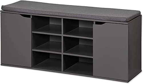 Kesper Schuhschrank mit Sitzkissen, Material: Faserplatte, Maße: B103,5 x H48 cm x L29,5 cm, Farbe: Grau 15919 13 Kesper Schuhschrank mit Sitzkissen, Material: Faserplatte, Maße: B103,5 x H48 cm x L29,5 cm, Farbe: Grau 15919 13