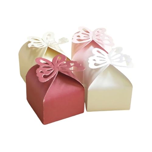 ZGXNYI Caja De Dulces De Boda 30Pcs Butterfly Paper Candy Boxes Wedding Favor Presents Boxes Folding DIY Packaging Christmas Birthday Party Supplies para DecoracióN De Bodas(Red)