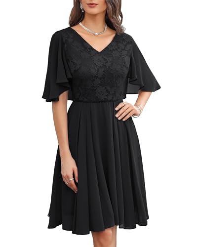 GRACE KARIN Damen Leichte Blumenspitzen Kleider Elegant V-Ausschnitt...