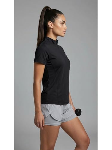 Image of PUMP'D Dry Fit Women's Half Zip Activewear Synthetic Regular Fit T-Shirt | Gym & Yoga