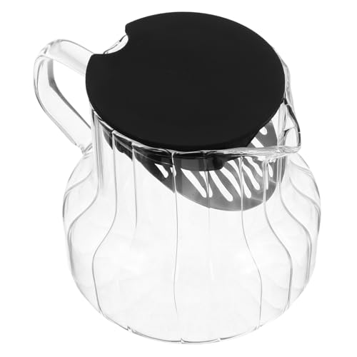 BESTYASH Glass Coffee Server with Lid Elegant Vertical Stripes Design Glass Pitcher for Brewing Coffee Tea and Serving Beverages Gatherings
