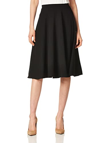Star Vixen Women's Plus-Size Midi Full Skater Skirt, Black, 1X