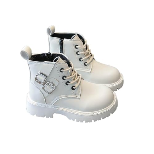 Kids Ankle Combat Boots Lace Up Side Zipper Riding Boot Warm Faux Fur Lined Short Winter Snow Boots Lug Sole Low Heels