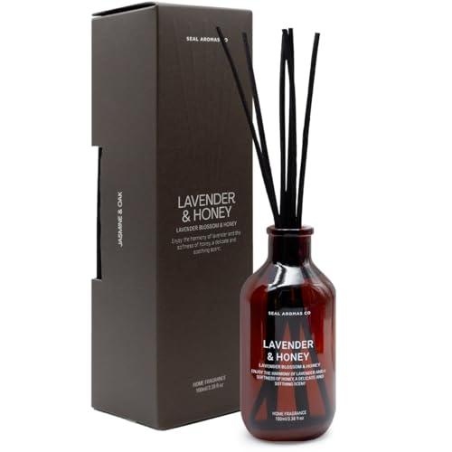 Seal Aromas – Mikado Basic | Lavender & Honey | 100 ml Difusor de Aroma Fragancia para el Hogar Incluye 5 Varillas