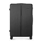 WITTCHEN Stripes Line Valigia grande (XL) | 76,5 × 50 × 29 cm (96 L), ABS rigido, 4 ruote 360° e lucchetto a combinazione | Trolley grande formato XL, Ryanair/ITA Airways - Colore: Nero