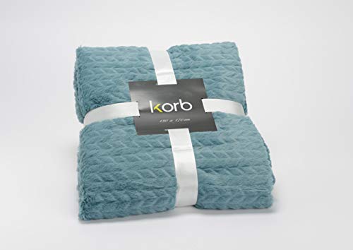 Amadeus - Plaid Chevron Bleu canard130x170 Multicolore 143214 Taille Unique