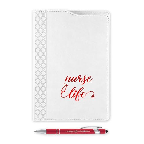 Ensemble porte-documents et stylos pour infirmière en similicuir blanc