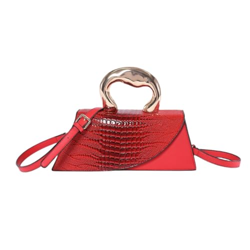 Image of Women Vegan Leather Evening Handbag Crocodile Pattern Handle Clutch Purse Cross Body Envelope Bag