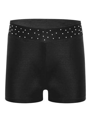 easyforever Kids Girls Shiny Rhinestones Bike Shorts Gymnastics Dance Shorts Athletic Tumbling Running Bottoms