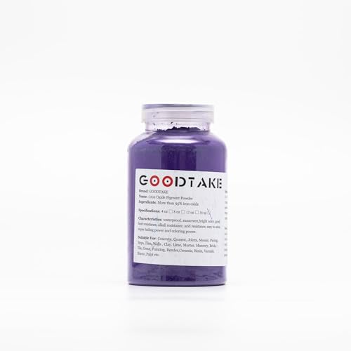 GOODTAKE Concrete Pigment, Purple Iron Oxide Pigment Powder, Concrete Cement Dye Color Pigment for Pastel Tile Paint Concrete Cement Mortar Grout (Purple, 16 oz)