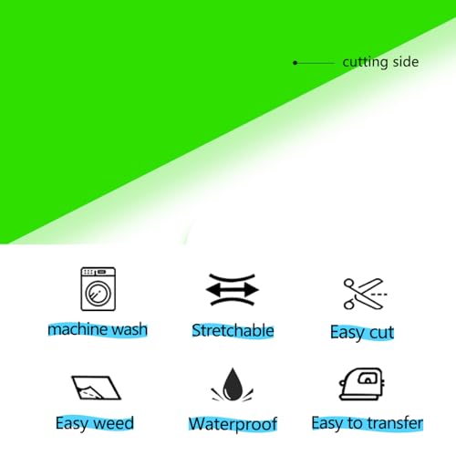 Image of guangyintong Glow in The Dark Heat Transfer Vinyl Rolls, 12 inch x 5ft Luminous Fruit Green Iron on Vinyl for T-Shirts, PU Elastic HTV Vinyl for All Cutter Machine Easy to Cut & Weed
