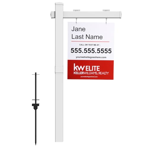 Kdgarden Vinyl PVC Real Estate Sign Post 6' Tall (4'x 4'x 72'), Realtor Yard Sign Post with Flat Cap...