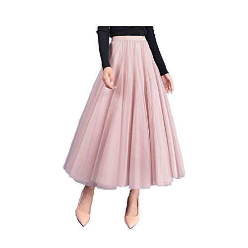 DorkasDE Damen Tüllrock Mesh Gefalteter Rock Hohe Taille Elastischer Taillen-Rock Sommer Schlank für Mode Tanz