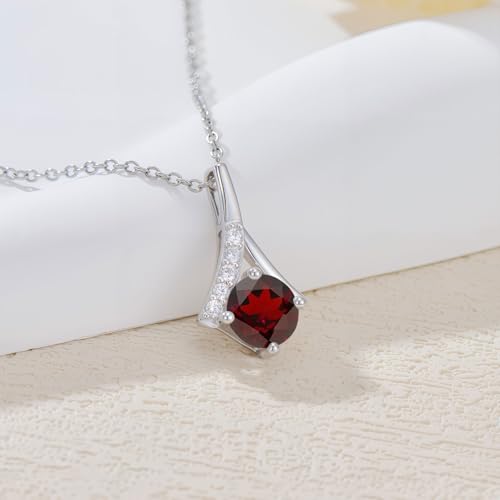 Birthstone and Diamond Pendant Necklace for Women 925 Sterling Silver 1 Carat Round Gemstone Birthstone Necklace Jewelry Gift for Her2