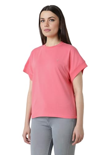 Image of Van Heusen Women's Cotton Regular Fit Half Sleeve Crew Neck Casual Regular Comfort Fit T-Shirt