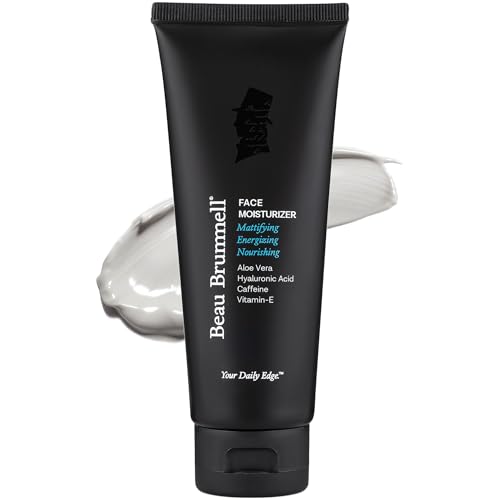 Beau Brummell for Men Matte Finish Face Moisturizer | Fast Absorbing, Lightweight Face Lotion with Vitamins A+E, Aloe Vera & Caffeine | Anti-aging, For Dry or Oily Skin | 4 OZ Tube | Made In America
