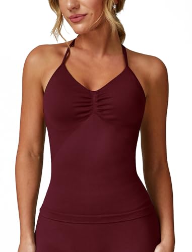 ABOCIW Womens Impact Longline Strappy Top Halter Sports Bra Sleeveless Gym Yoga Workout Tank Tops with Bra