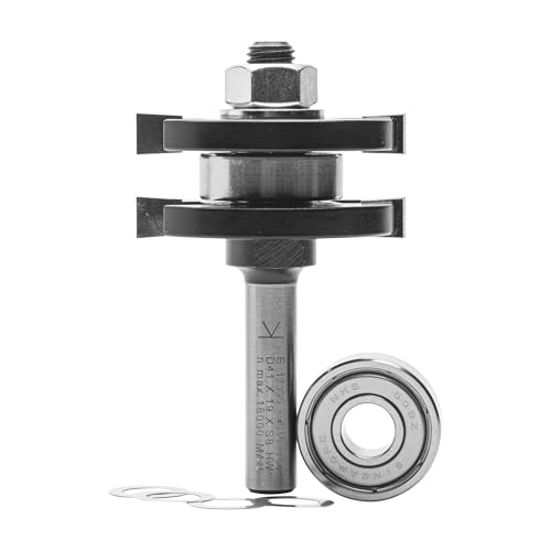 ENT 17390 Juego de machihembrado, en carburo, Vástago (S) 8 mm, Diámetro (D) 41 mm, NL 6,35 mm, T 9,5 mm, SL 32 mm, con rodamiento de bolas