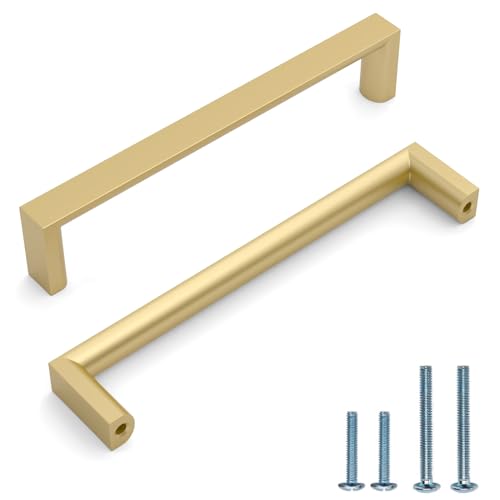 Image of 10 Pack 5 Inch(128mm) Kitchen Cabinet Handles Gold Cabinet Pulls Kitchen Cabinet Hardware Drawer Pulls for Cupboard Wardrobe